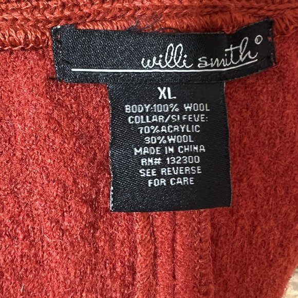 Willi Smith Boiled Wool Sweater Open Cardigan Belted Long Sleeve Knit Jacket XL - Picture 6 of 7